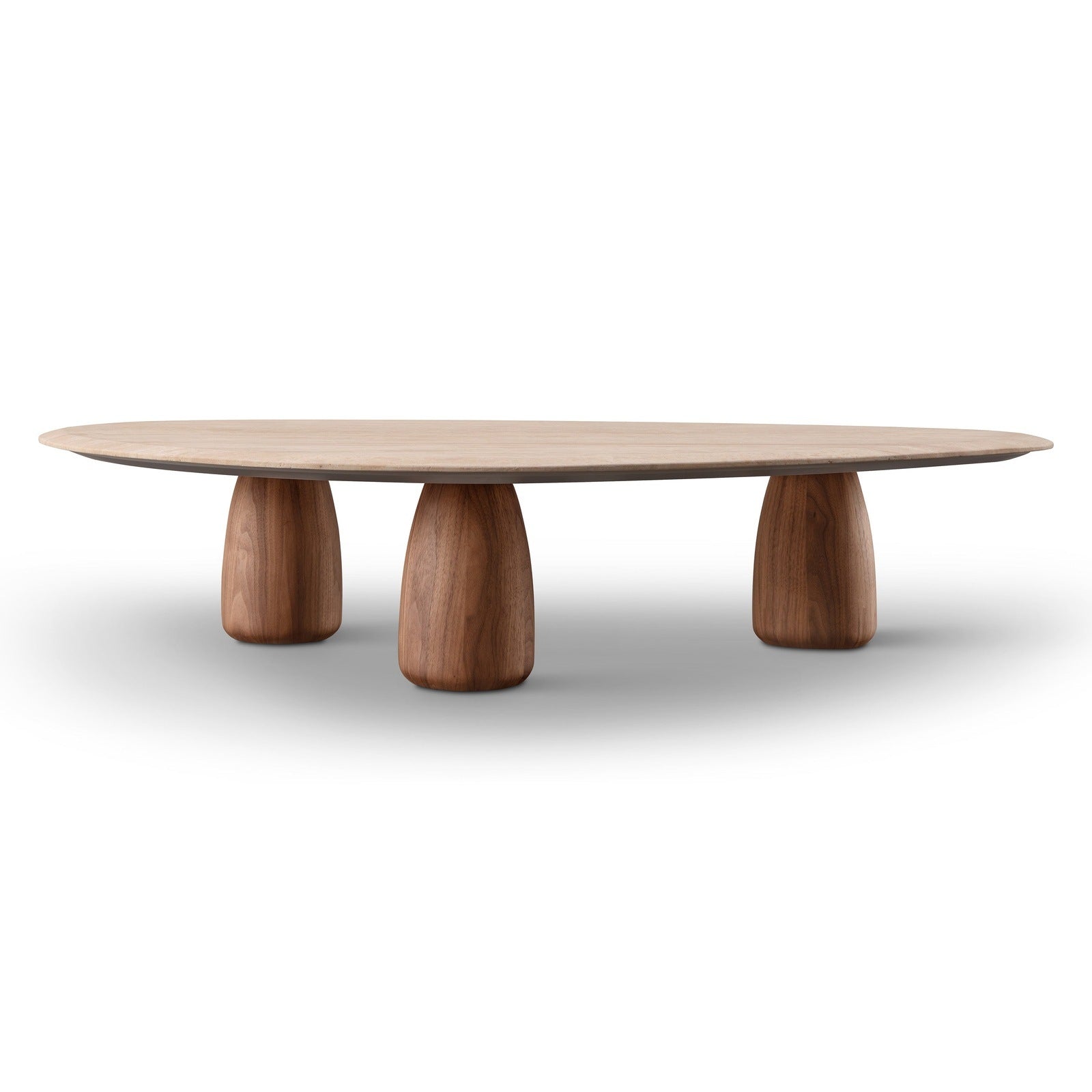 Tide Irregular Coffee Table Walnut/Travertine