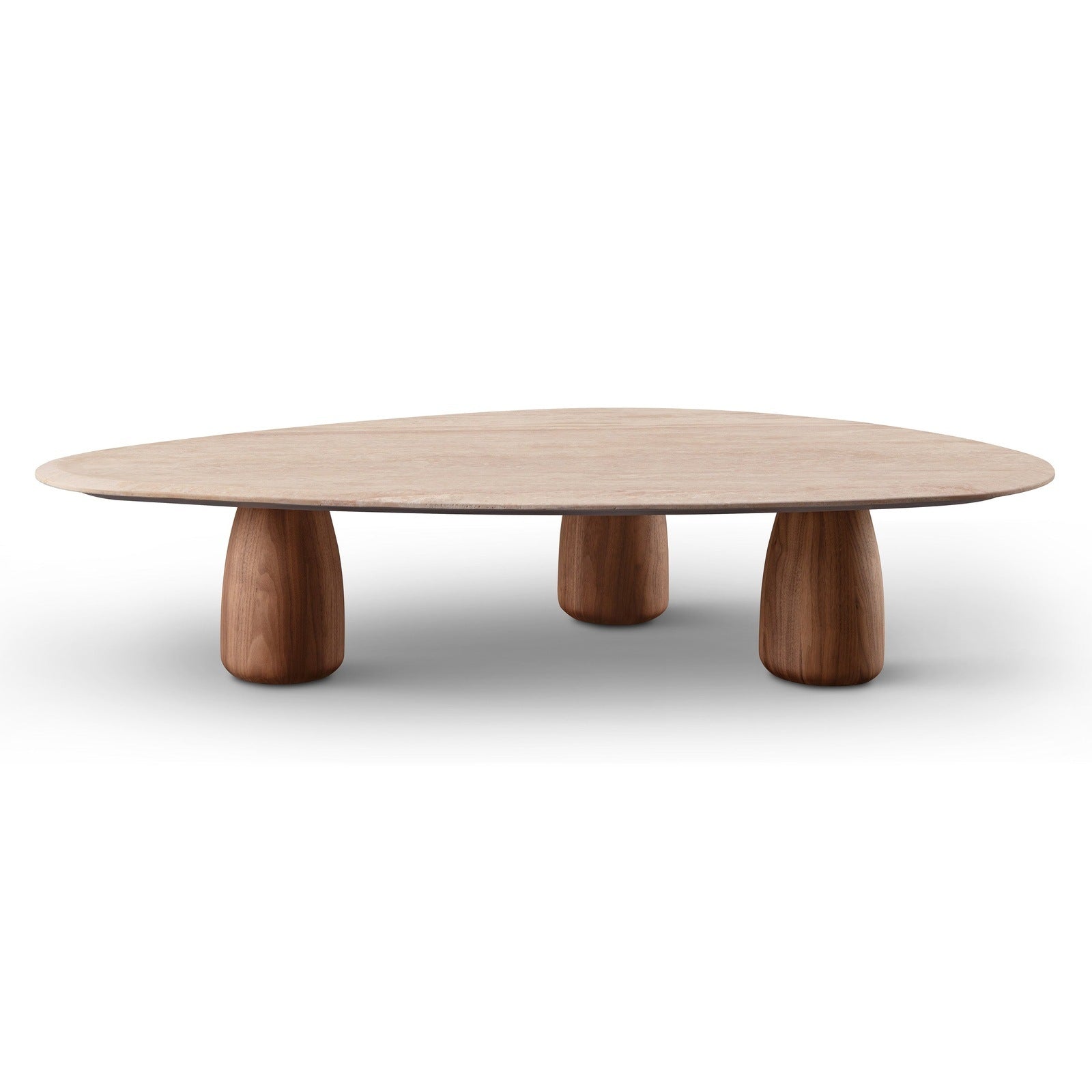 Tide Irregular Coffee Table Walnut/Travertine