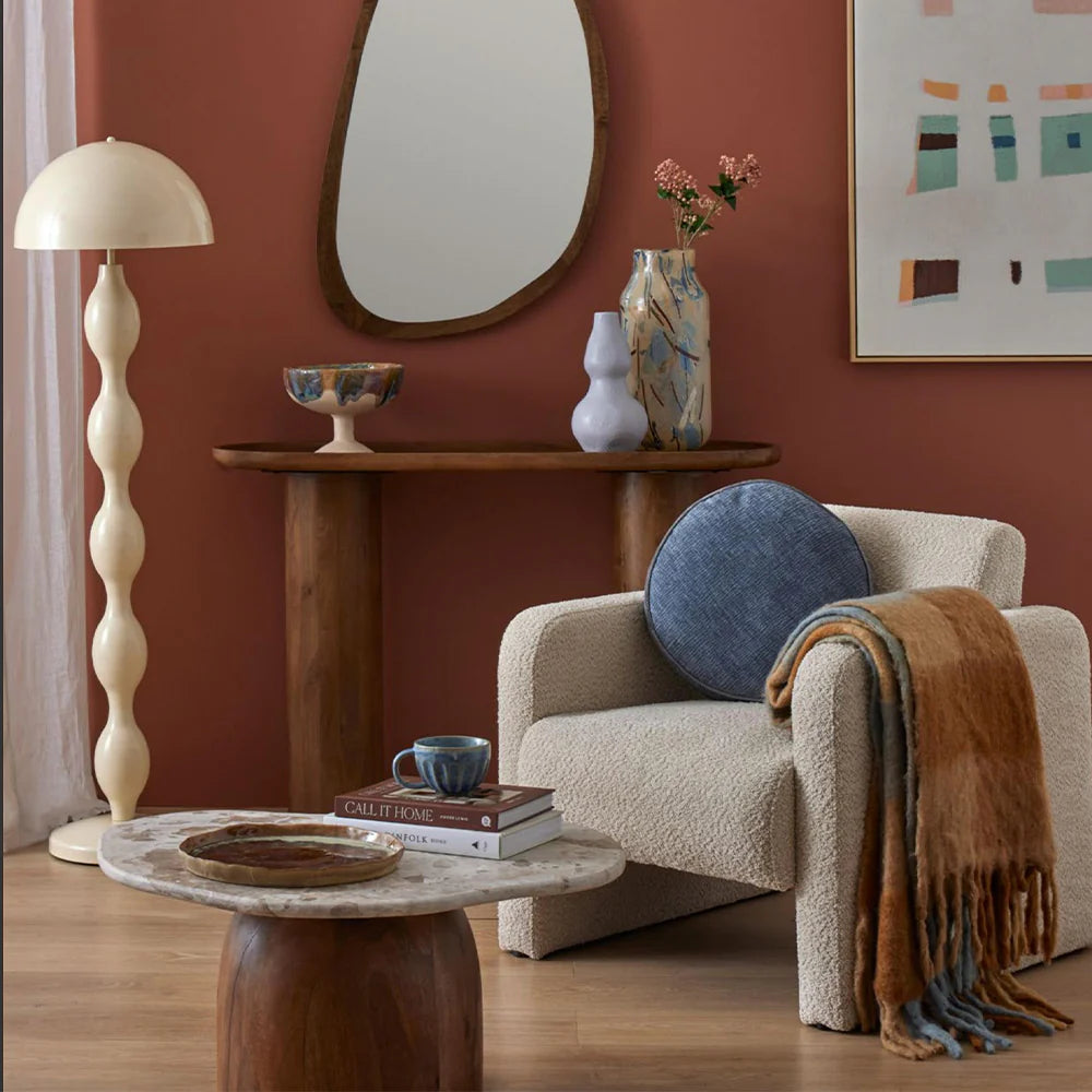 Curved Metal Floor Lamp - Ivory